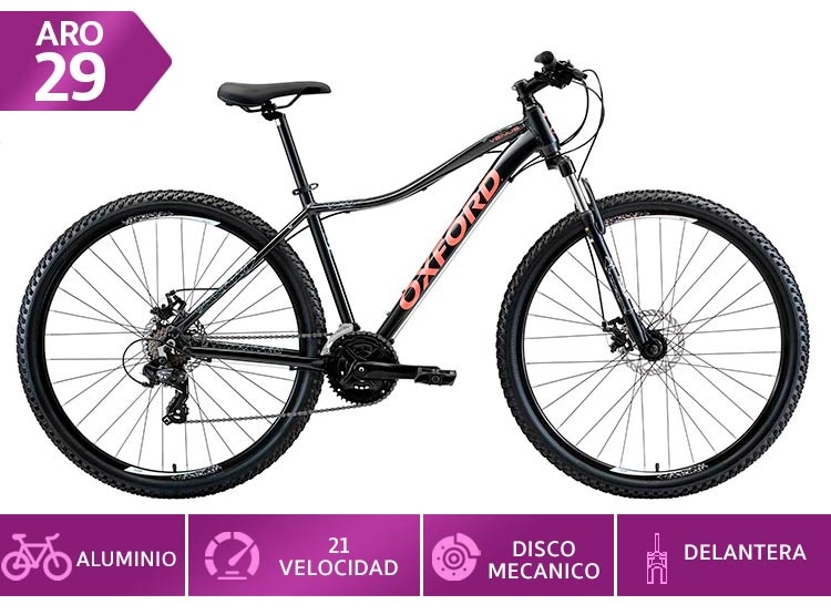BICICLETA MTB OXFORD VENUS 1 TALLA M NEGRO/CORAL ARO 29