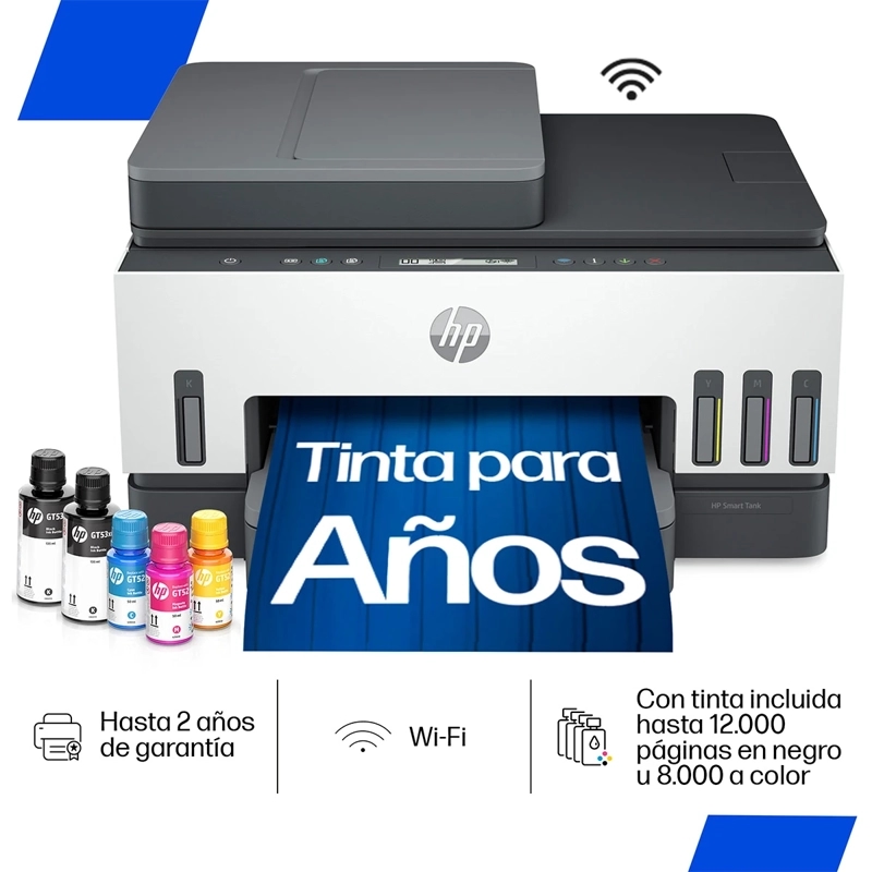 IMPRESORA MULTIFUNCIONAL HP SMART TANK 750 SISTEMA CONTINUO WIFI ADF DÚPLEX ETHERNET