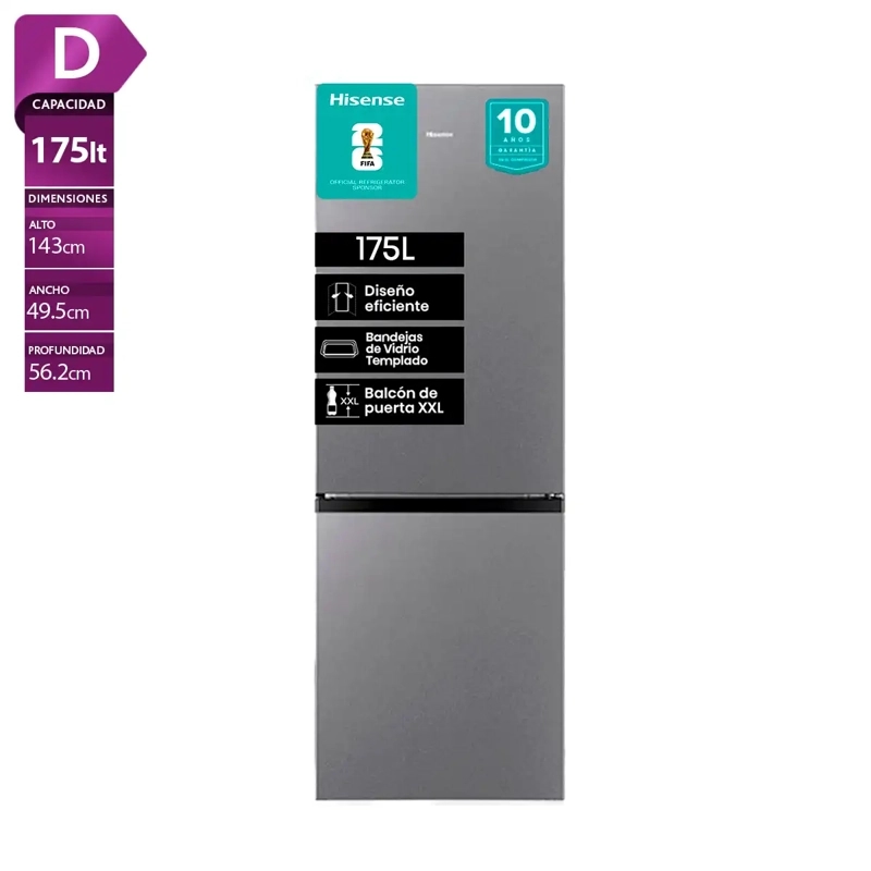 REFRIGERADOR BOTTOM FREEZER HISENSE RD-22DC 165L FRIO DIRECTO ACERO