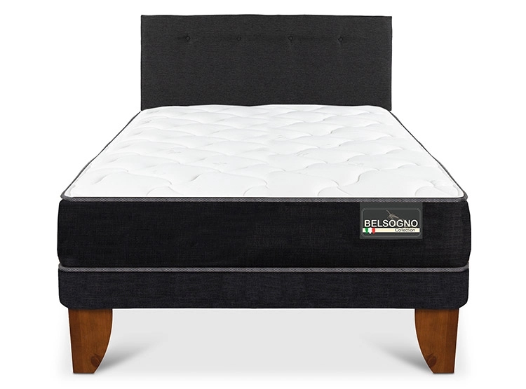 CAMA EUROPEA 1.5 PLAZAS BELSOGNO PLUS NEGRO + RESPALDO