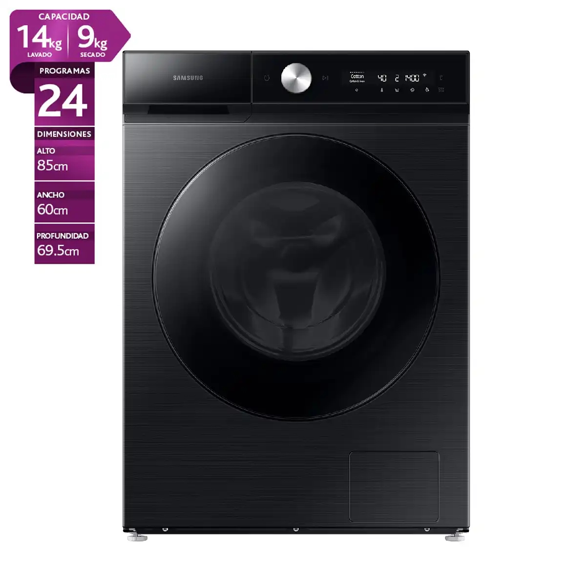 LAVADORA SECADORA SAMSUNG BE SPOKE WD14BB904DGB 14KG/9KG NEGRO