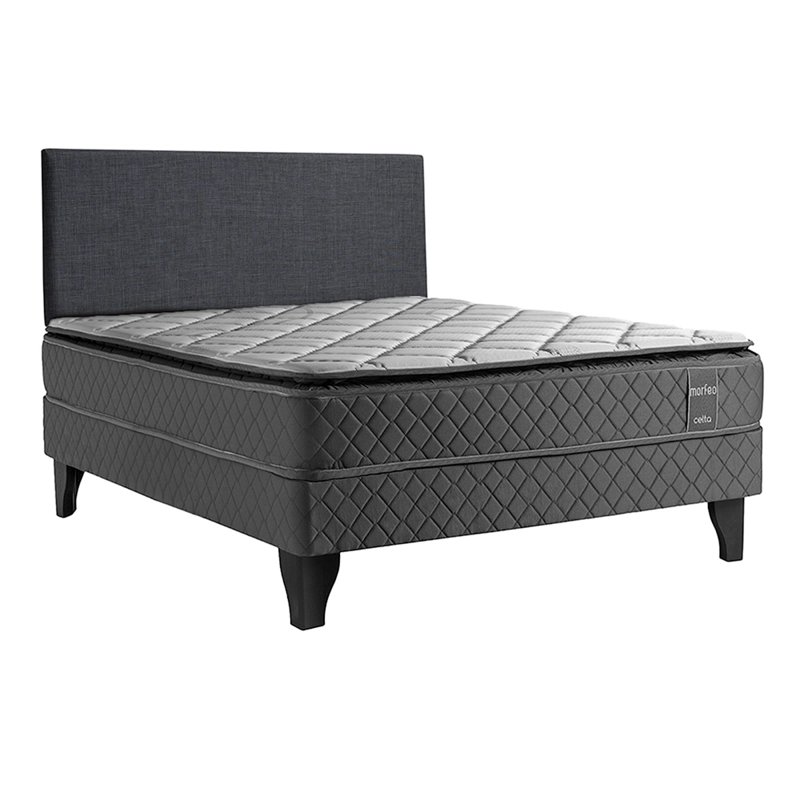 JUEGO DE DORMITORIO CELTA CAMA EUROPEA MORFEO BN 2 PLAZAS GRIS + RESPALDO
