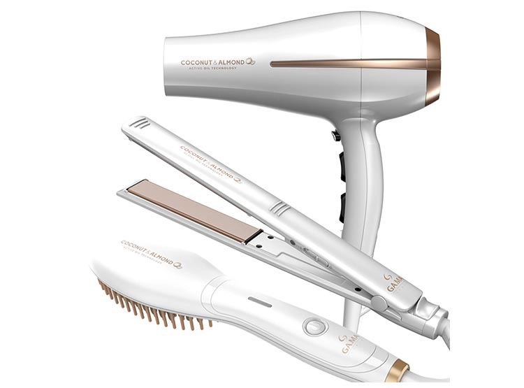 COMBO SECADOR DE PELO GAMA COCONUT ALMOND + ALISADOR + CEPILLO