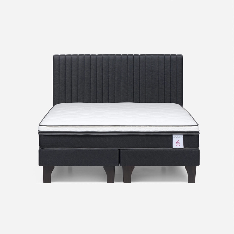 JUEGO DE DORMITORIO ROSEN CAMA EUROPEA NEW STYLE 6 BD 2 PLAZAS + RESPALDO LUCIO GRAFITO