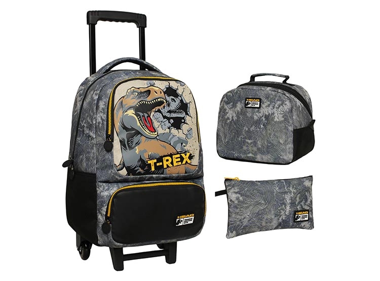 MOCHILA CON RUEDAS HEAD PACK BAKAN DINO GRIS