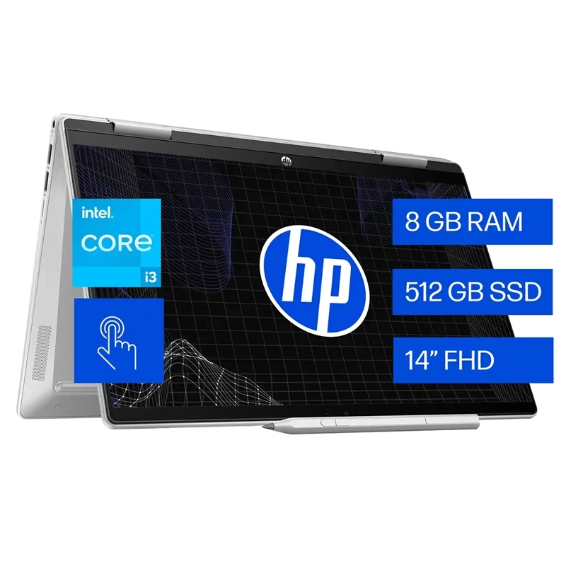 NOTEBOOK HP PAVILION X360 14-EK0010LA INTEL CORE I3 8 GB RAM 512 GB SSD PANTALLA TOUCH 14"