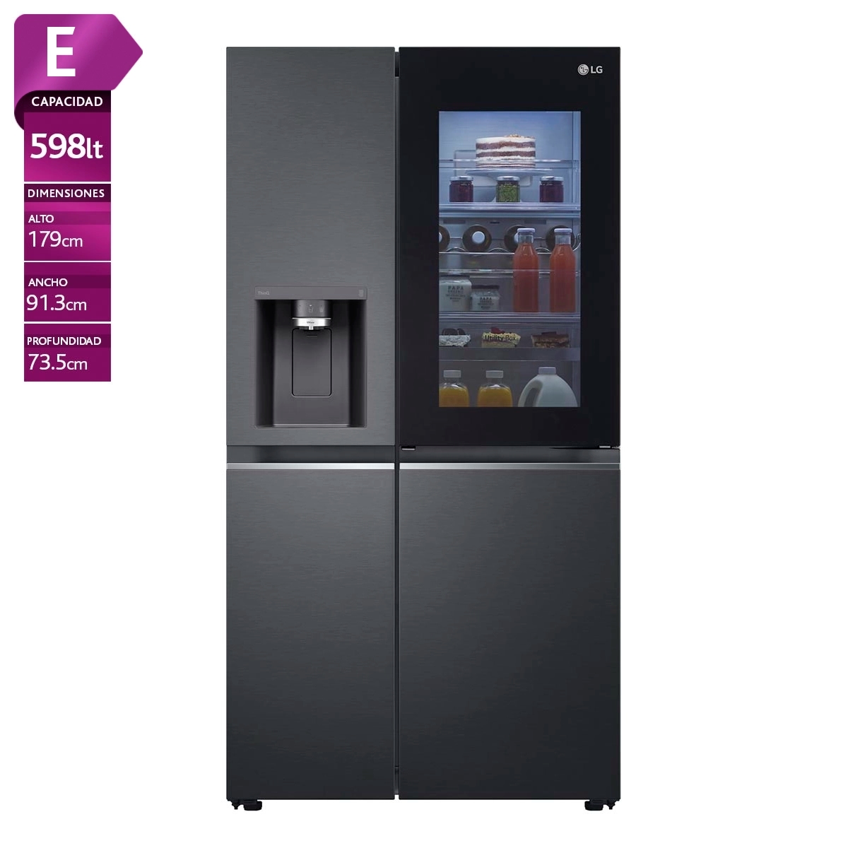 REFRIGERADOR SIDE BY SIDE LG GS66SXTC 635L NO FROST GRAFITO