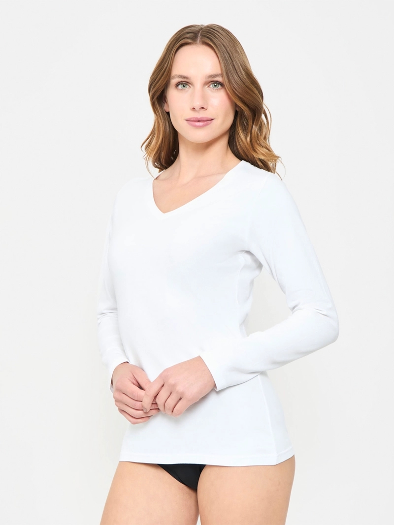 CAMISETA MANGA LARGA ALGODÓN MUJER PALMERS PREMIUM CUELLO V 401601