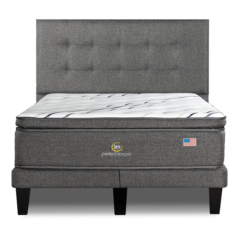 CAMA EUROPEA SERTA PERFECT SLEEPER 2PL B/D + RESPALDO TIGNES GRIS 