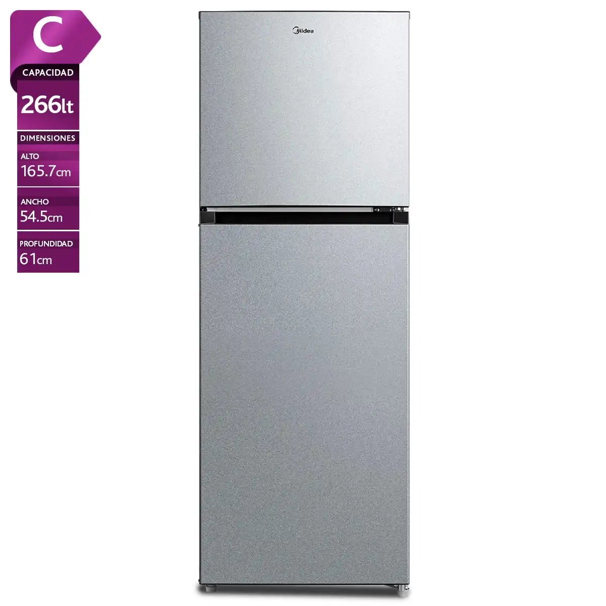 REFRIGERADOR TOP FREEZER MIDEA MDRT385MTE50IN 266L NO FROST GRIS