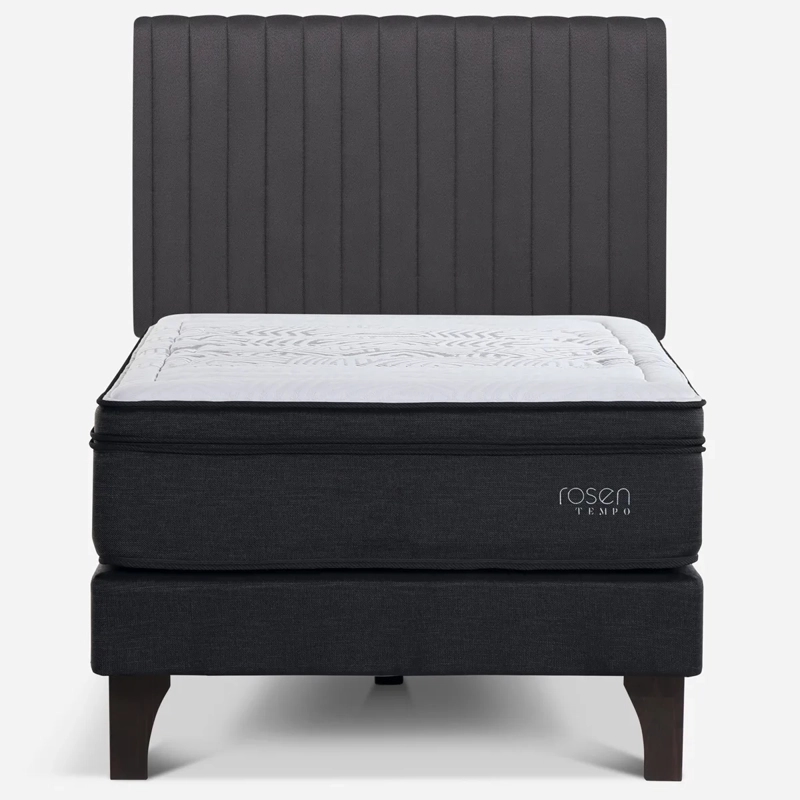 CAMA EUROPEA ROSEN TEMPO 1.5 PLAZAS + RESPALDO LUCIO GRIS