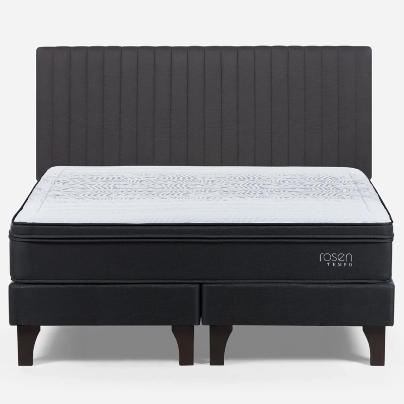 CAMA EUROPEA ROSEN TEMPO 2 PLAZAS + RESPALDO LUCIO GRIS