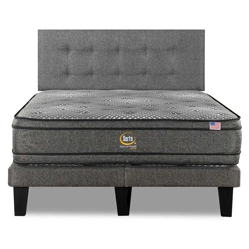 CAMA EUROPEA SERTA ADVANTAGE DUAL 2 PLAZAS + RESPALDO URBAN GRIS