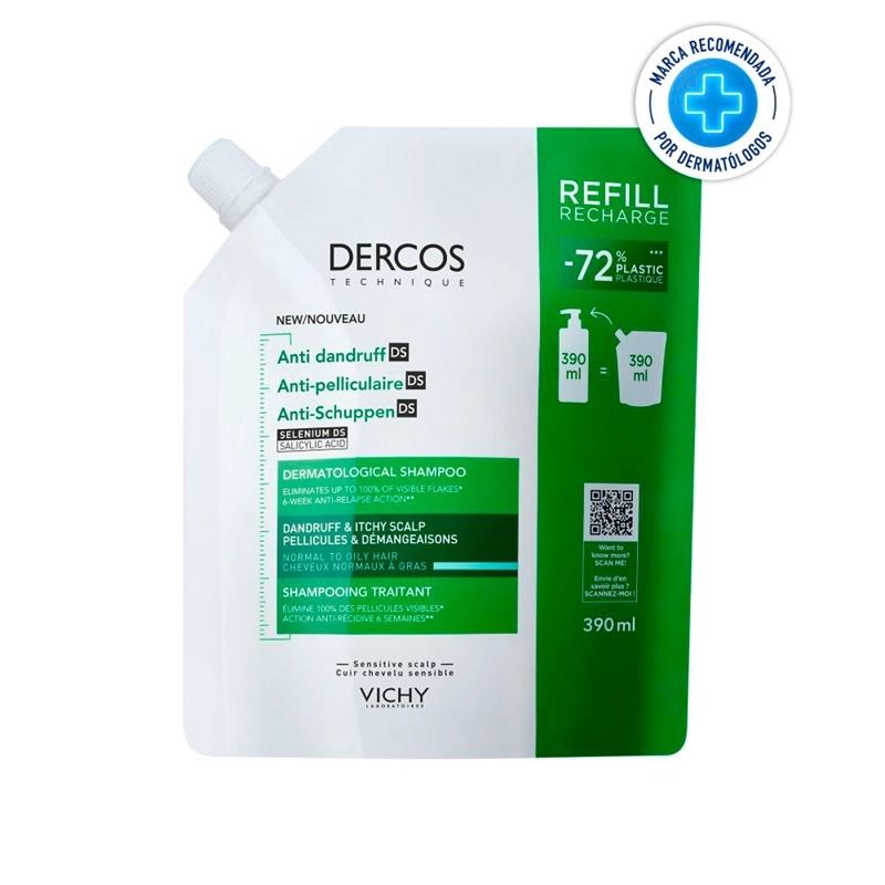 SHAMPOO ANTICASPA VICHY DERCOS ECO REFILL 390 ML