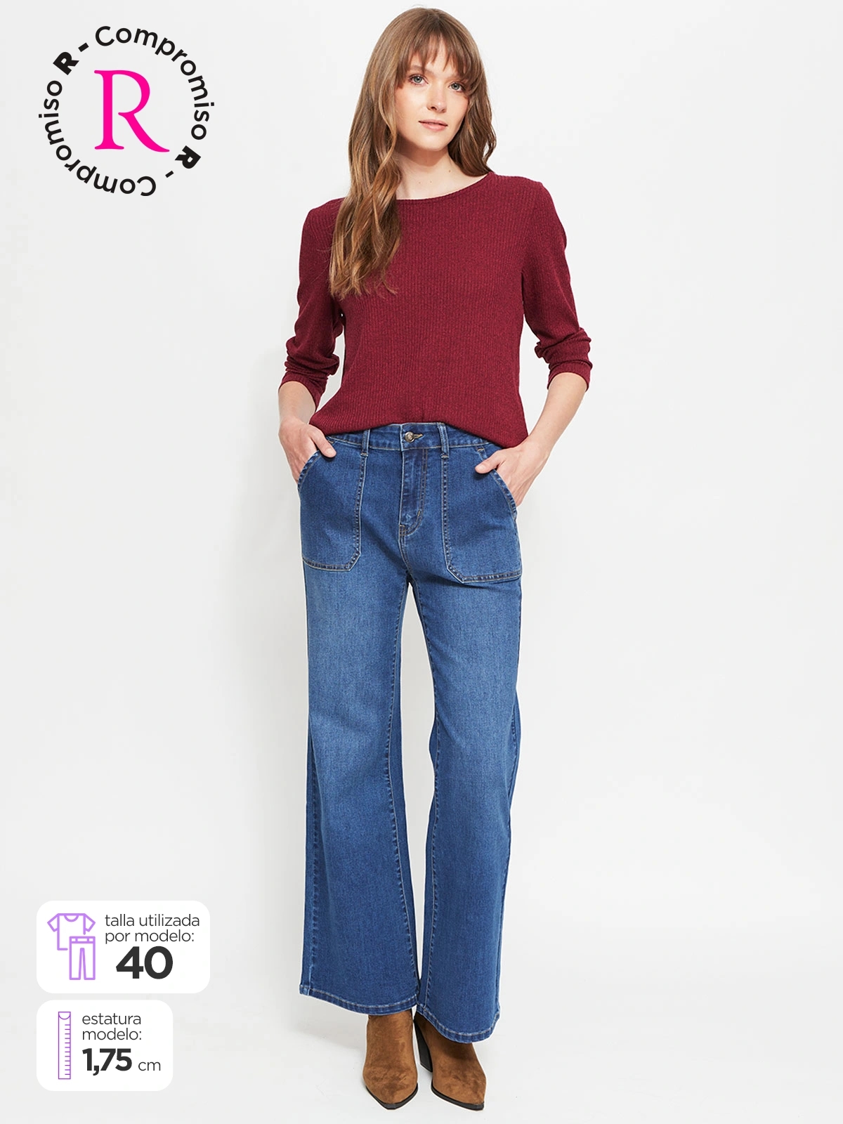 JEANS MUJER AZIZ ALGODÓN WIDELEG LAVADO