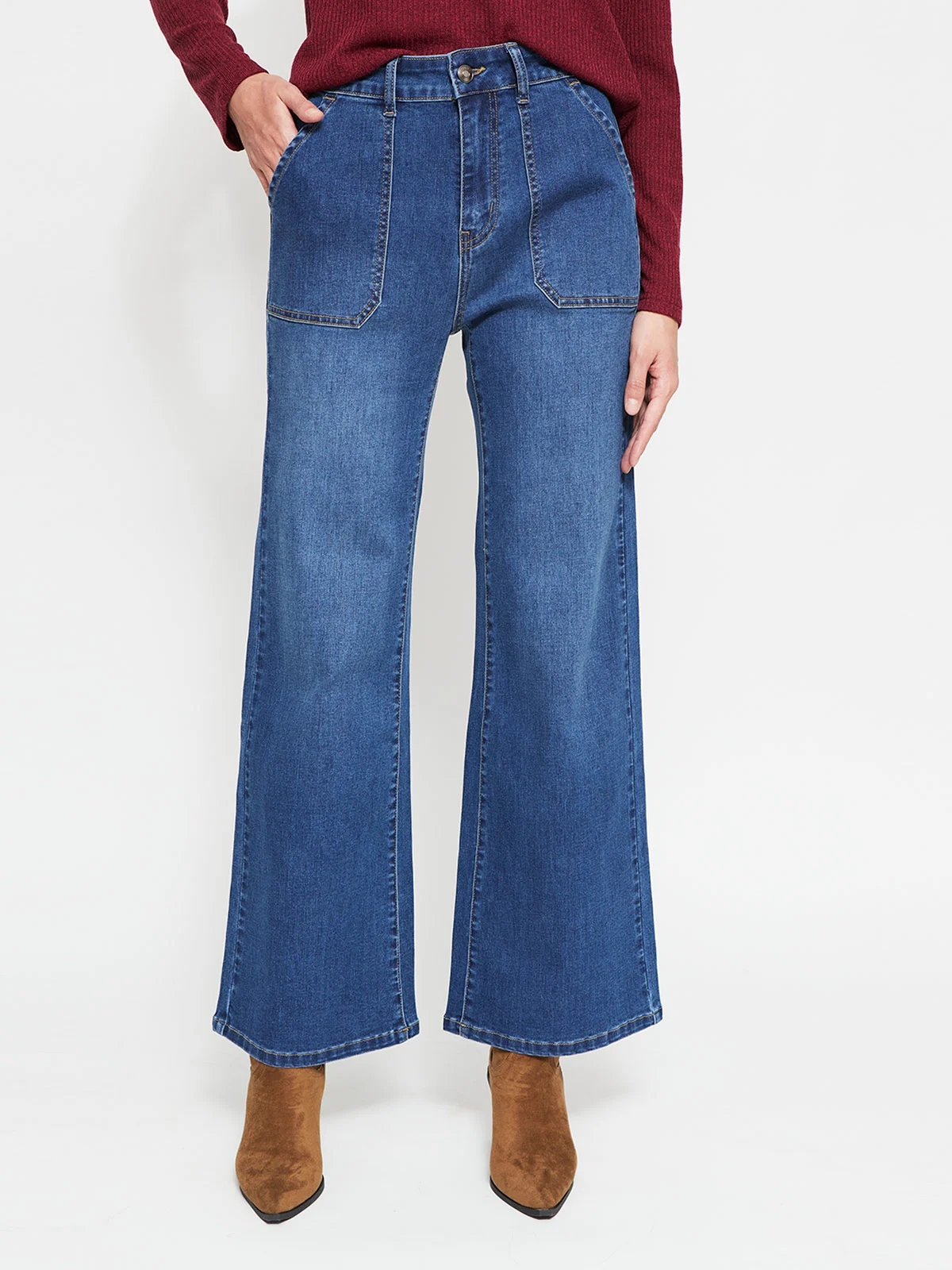JEANS MUJER AZIZ ALGODÓN WIDELEG LAVADO