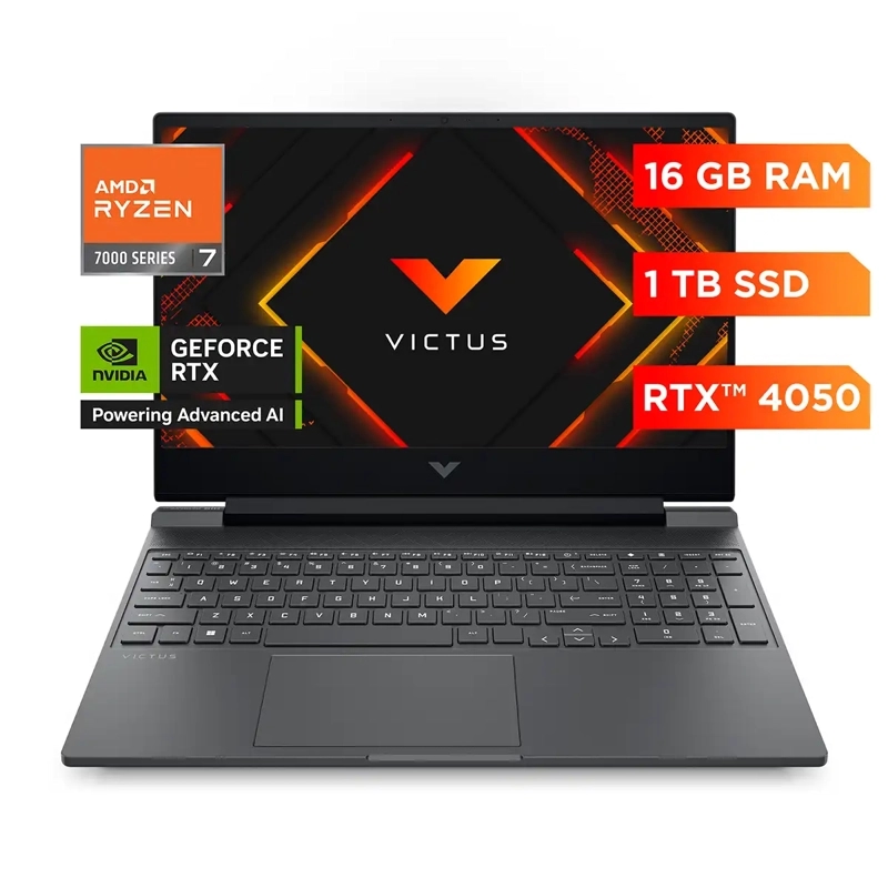 NOTEBOOK HP VICTUS 15-FB3036LA AMD RYZEN 7 16GB RAM 1TB SSD NVIDIA RTX4050 15.6”