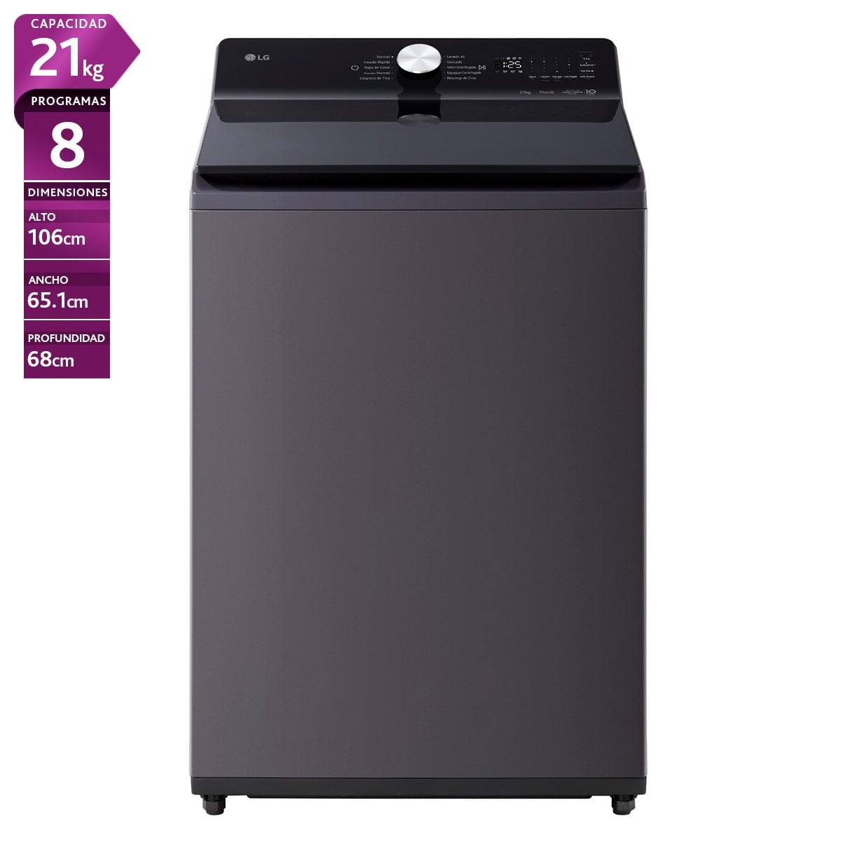 LAVADORA CARGA SUPERIOR LG WT21EGTX6 21KG GRAFITO