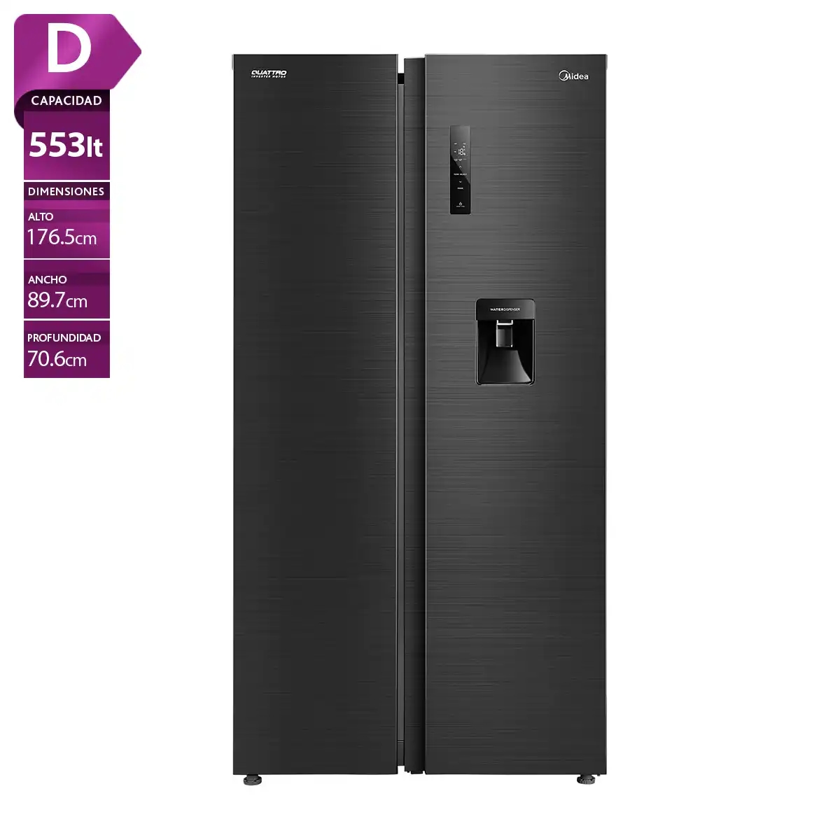 REFRIGERADOR SIDE BY SIDE MIDEA MDRS710FGEDXW 553L NO FROST GRAFITO