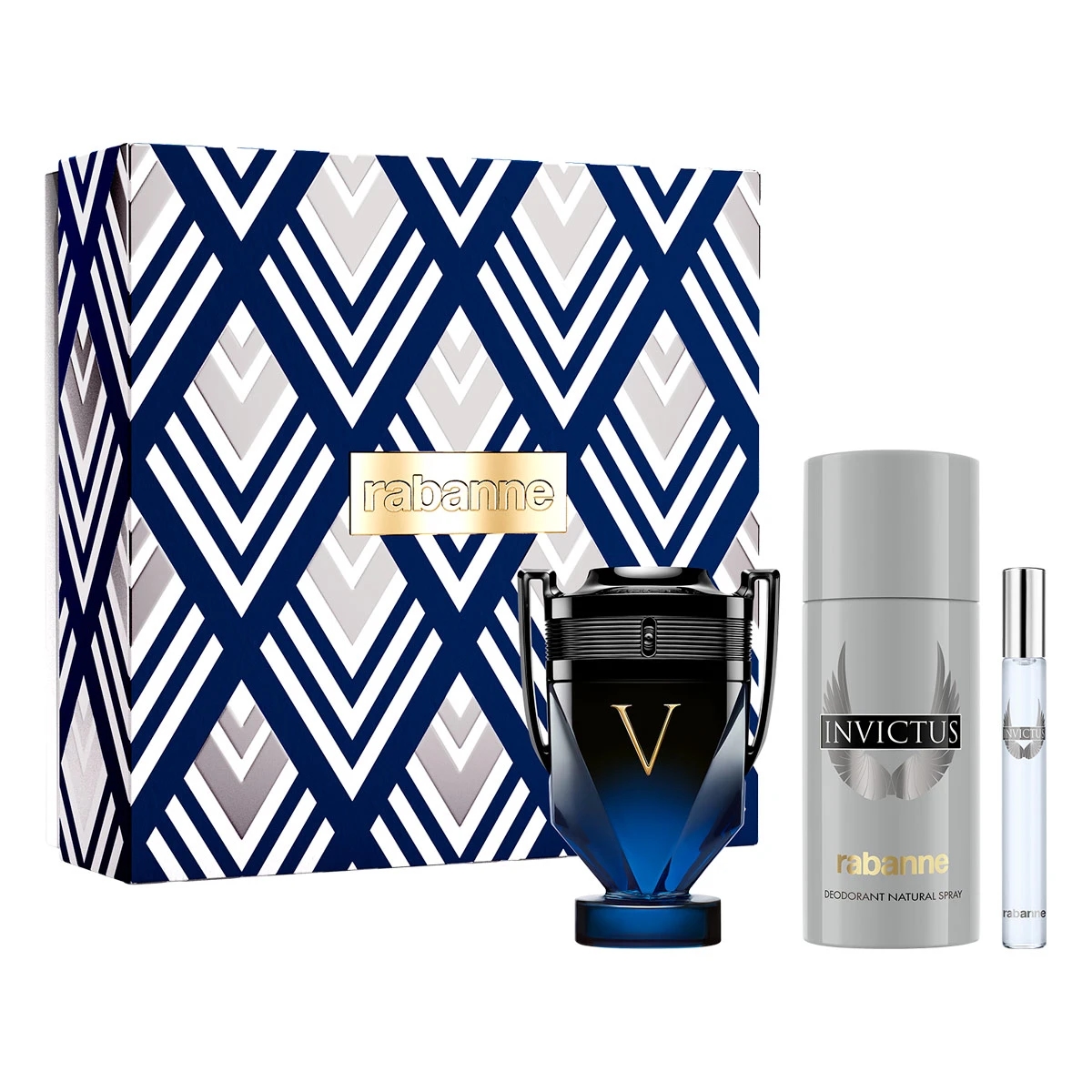 ESTUCHE PERFUME HOMBRE RABANNE INVICTUS VICTORY ELIXIR PARFUM 100ML+150ML+EDT 10ML