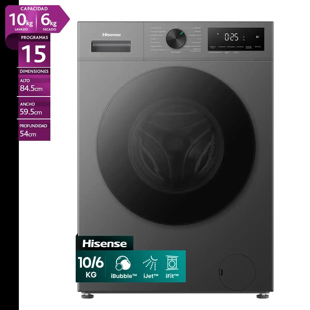 LAVADORA SECADORA HISENSE WD1I1041BT 10KG 6KG GRAFITO