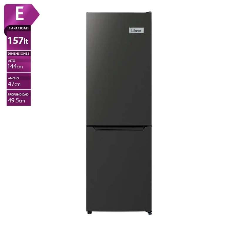 REFRIGERADOR BOTTOM FREEZER LIBERO LRB-180DFN 157L FRÍO DIRECTO NEGRO