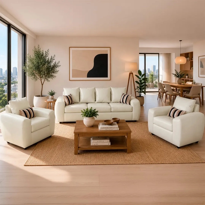 JUEGO DE LIVING ELEGANT DETAIL HOUSTON PU 3-1-1