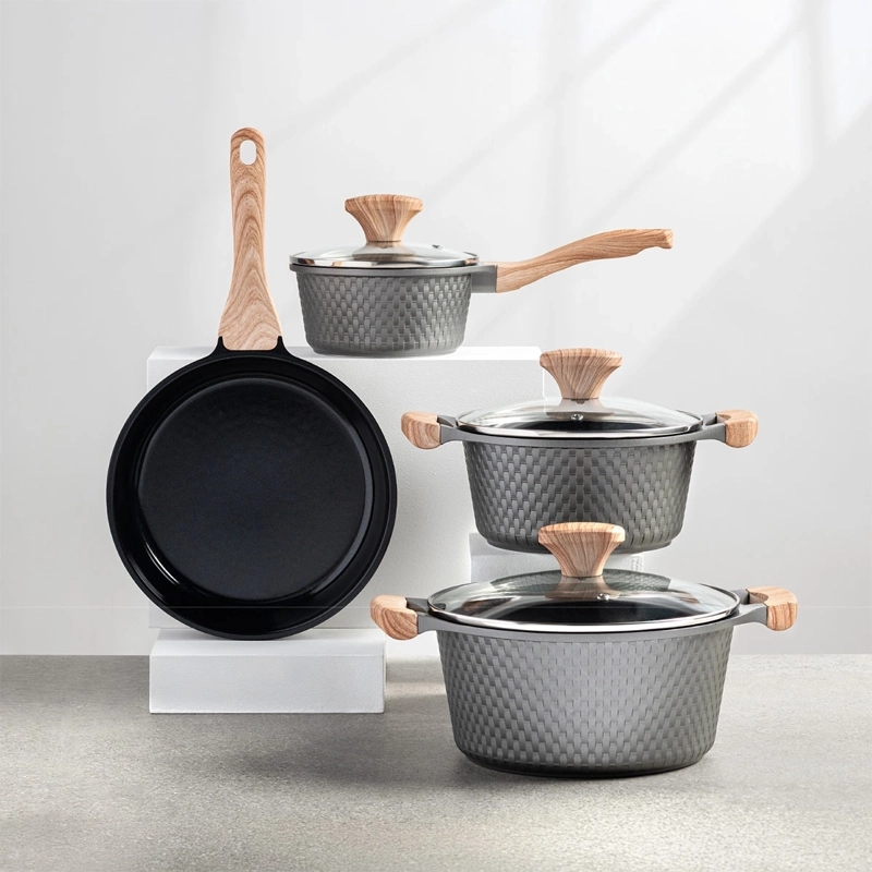 BATERÍA DE COCINA THOMAS ALUMINIO 7 PIEZAS NEGRO