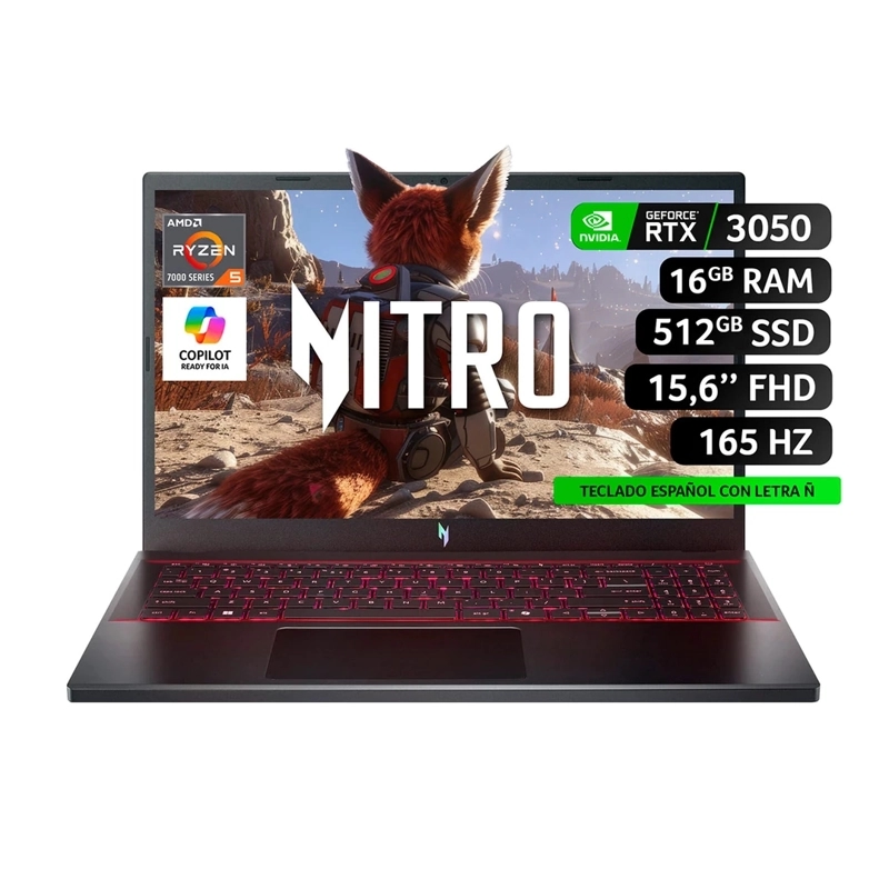 NOTEBOOK ACER NITRO V ANV15-41-R6HJ-2 AMD RYZEN 5 16GB RAM 512GB SSD NVIDIA RTX 3050 15.6”