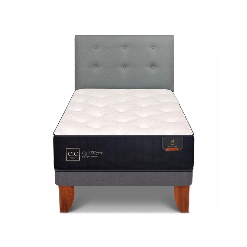 CAMA EUROPEA CIC PREMIUM 1.5 PLAZAS + RESPALDO GRIS