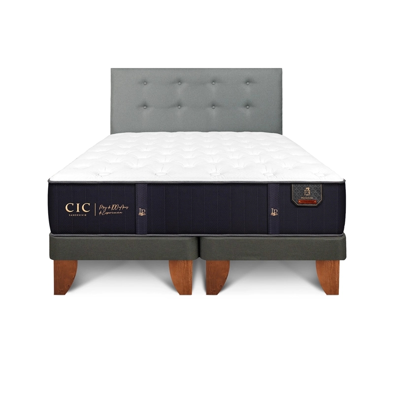 CAMA EUROPEA CIC PREMIUM B/D 2 PLAZAS + RESPALDO GRIS