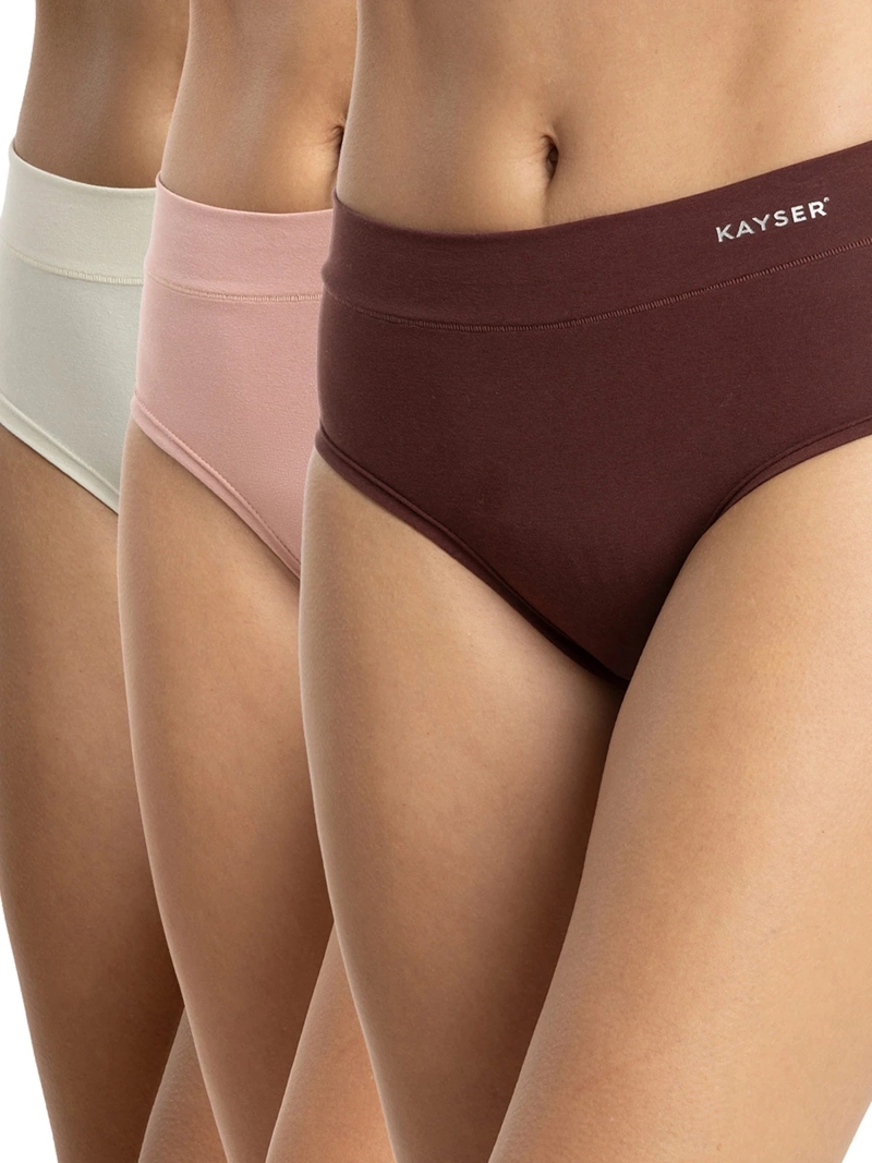 PACK X3 CALZÓN MUJER KAYSER ALGODÓN TIRO ALTO