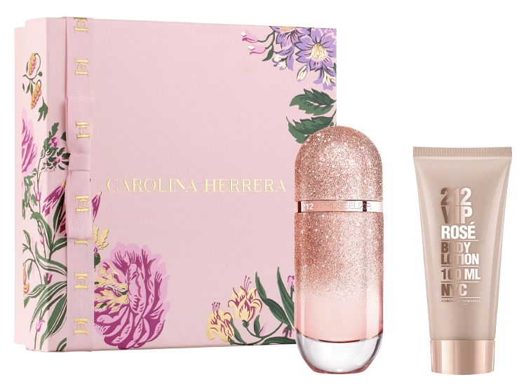 SET PERFUME CAROLINA HERRERA 212 VIP ROSE MUJER EDP 80 ML+ LOCIÓN CORPORAL 100 ML