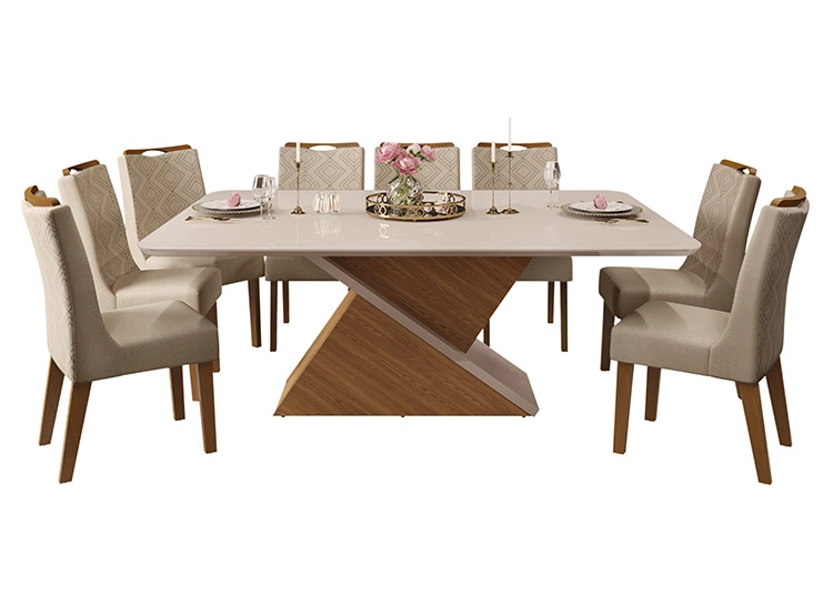 JUEGO DE COMEDOR DI PORETTI DESIGN STELA 8 SILLAS CRUDO