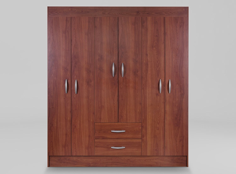 CLOSET CIC TRANCURA 6 PUERTAS / 2 CAJONES 156 CM CEREZO