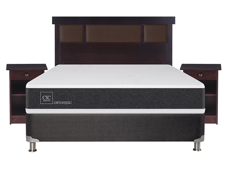 BOX SPRING NEW ORTOPEDIC 2 PLAZAS B5 BASE NORMAL NEGRO + SET DUBLIN CHOCOLATE