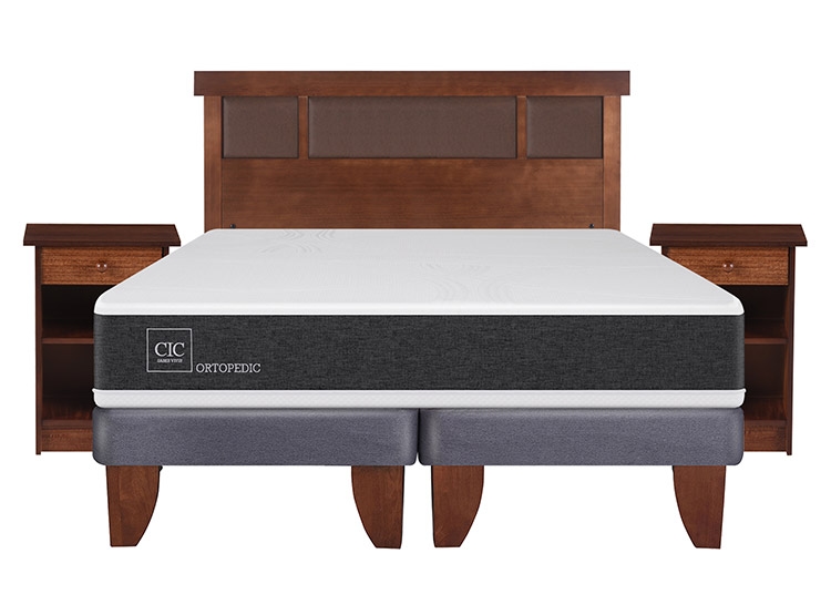 CAMA EUROPEA 2 PLAZAS NEW ORTOPEDIC + SET DUBLIN CARAMEL