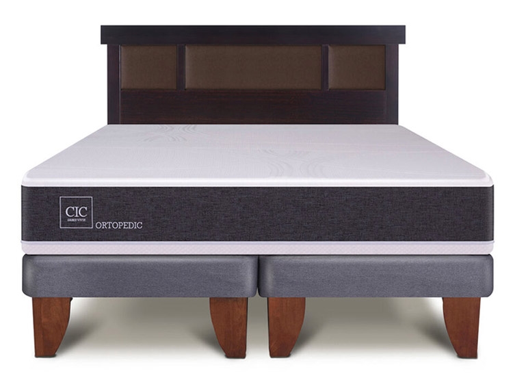 JUEGO DE DORMITORIO CIC CAMA EUROPEA ORTOPEDIC BD 2 PLAZAS + RESPALDO DUBLIN CHOCOLATE