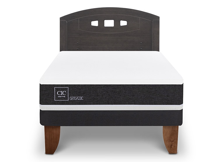 CAMA EUROPEA ORTOPEDIC 1.5 PLAZAS + RESPALDO GALES GRIS
