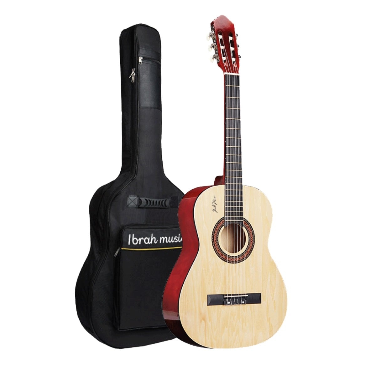 GUITARRA ACÚSTICA IBRAH MUSIC CLÁSICA IBRAH 39 PULGADAS COLORES + FUNDA