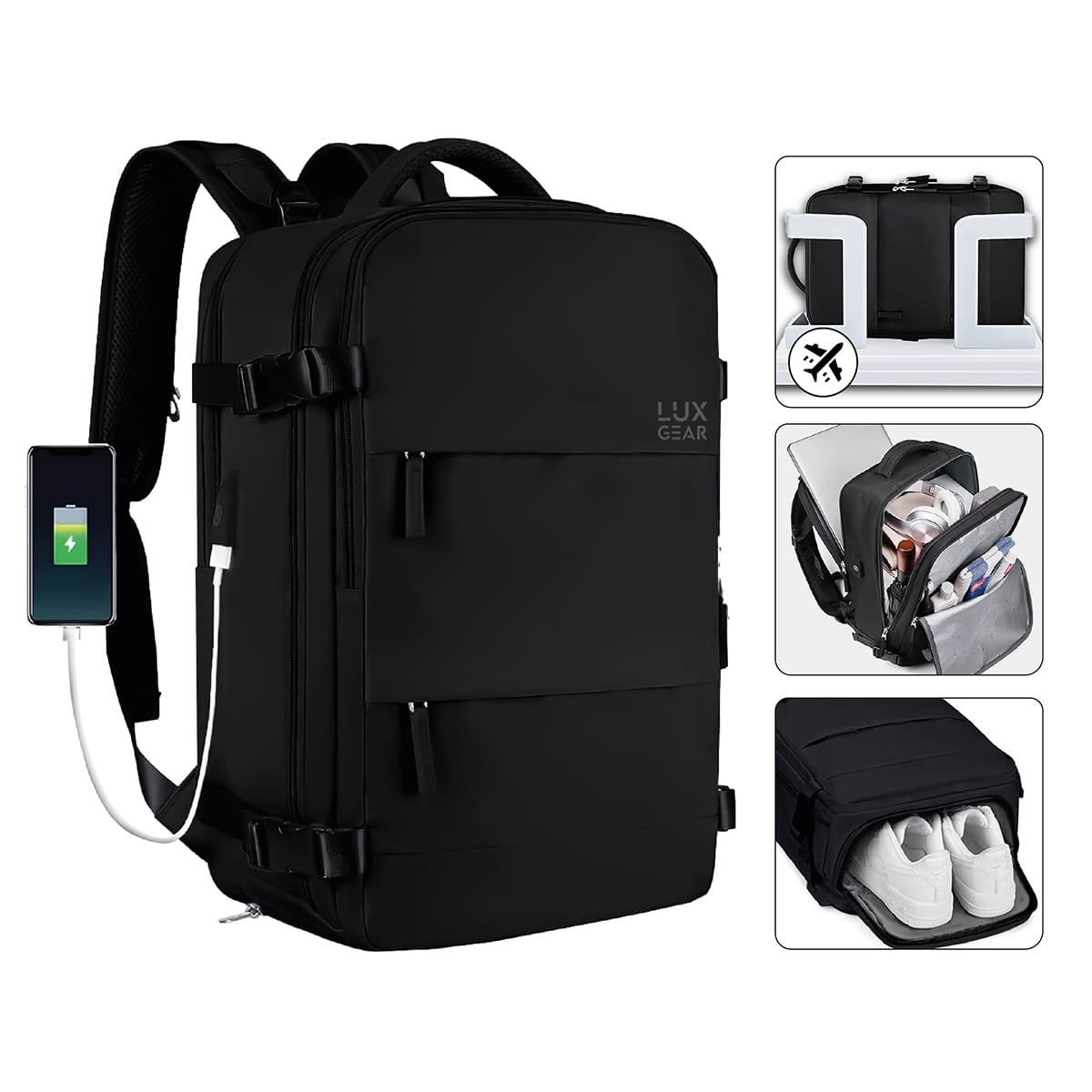 MOCHILA DE VIAJE LUXGEAR NOMADLIFE IMPERMEABLE CABINA - NEGRO