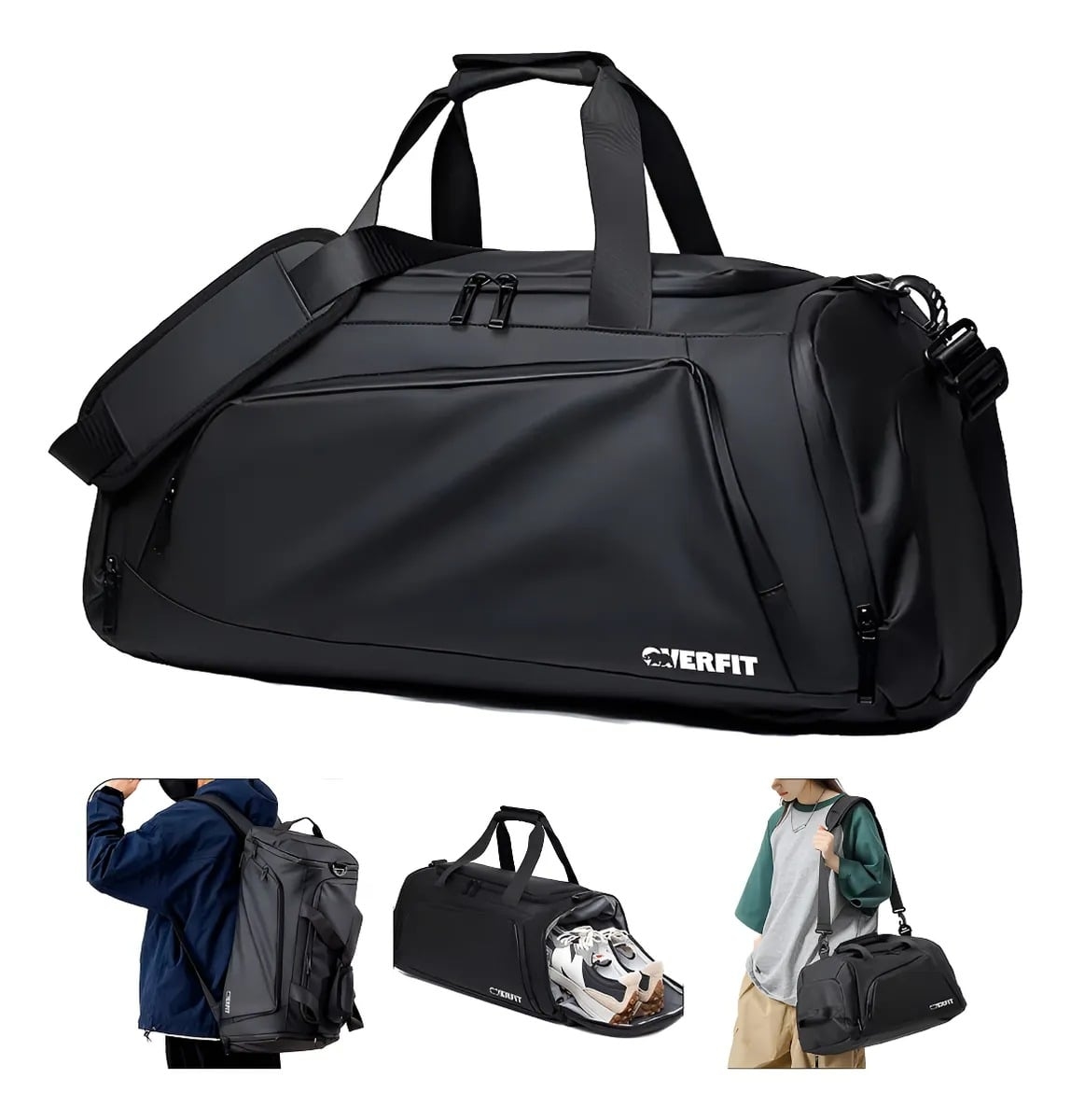 BOLSO DEPORTIVO DUFFEL GYM 3 EN 1 OVERFIT OXFORD IMPERMEABLE