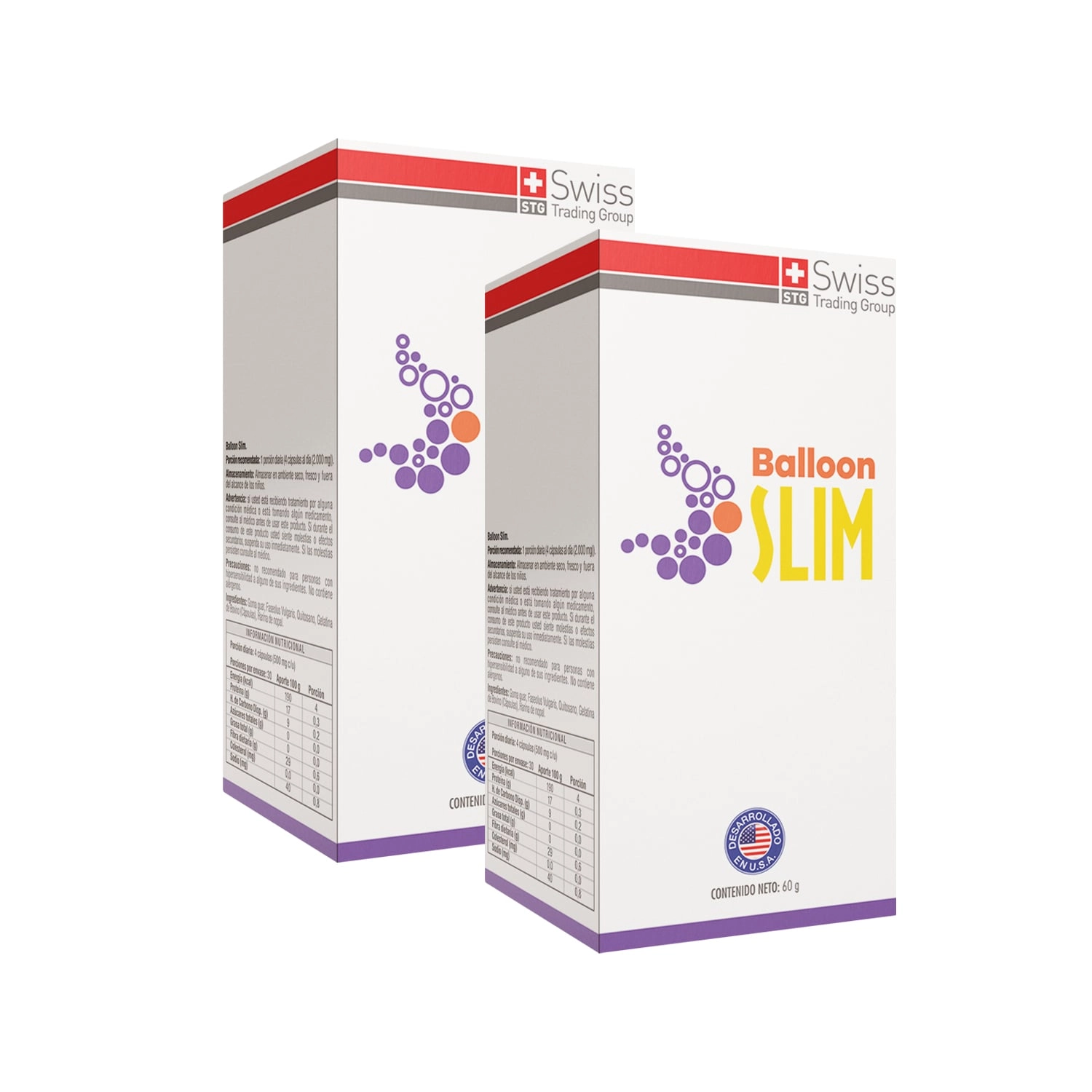 SUPLEMENTO ALIMENTICIO SWISS NATURE LABS BALLOON SLIM 2 FRASCOS CON 120 CAPSULAS CADA UNO