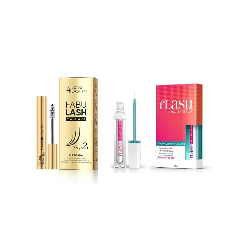SERUM PESTAÑAS FLASH 2 ML Y 10 ML + MÁSCARA FORTALECEDORA PARA FABULASH