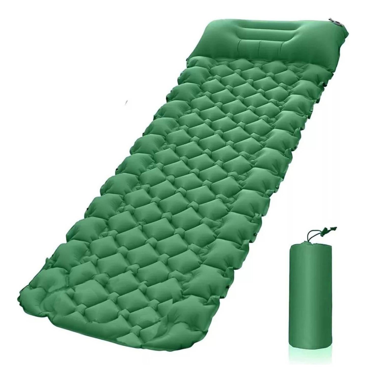 COLCHON INFLABLE PLEGABLE PARA CAMPING OUTDOOR VERDE
