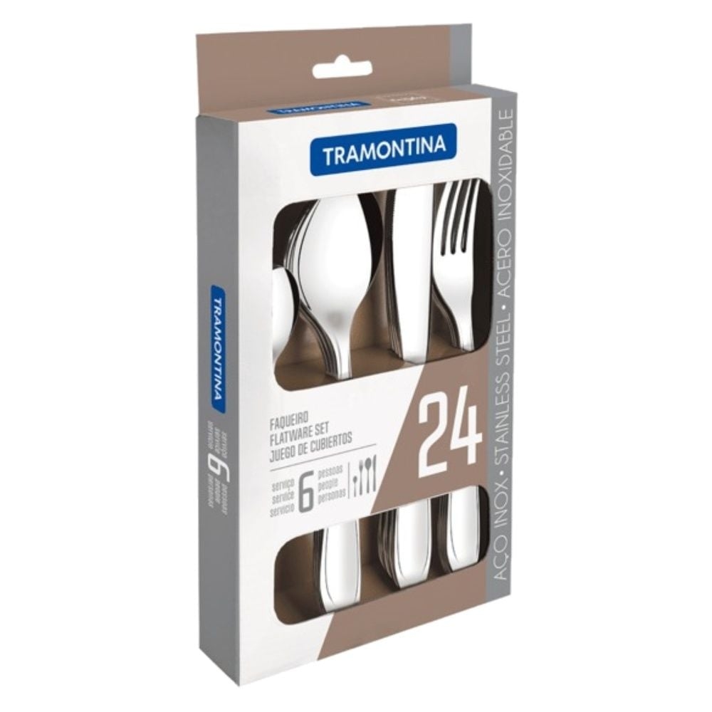JUEGO CUBIERTOS TRAMONTINA 24 PIEZAS ACERO INOXIDABLE