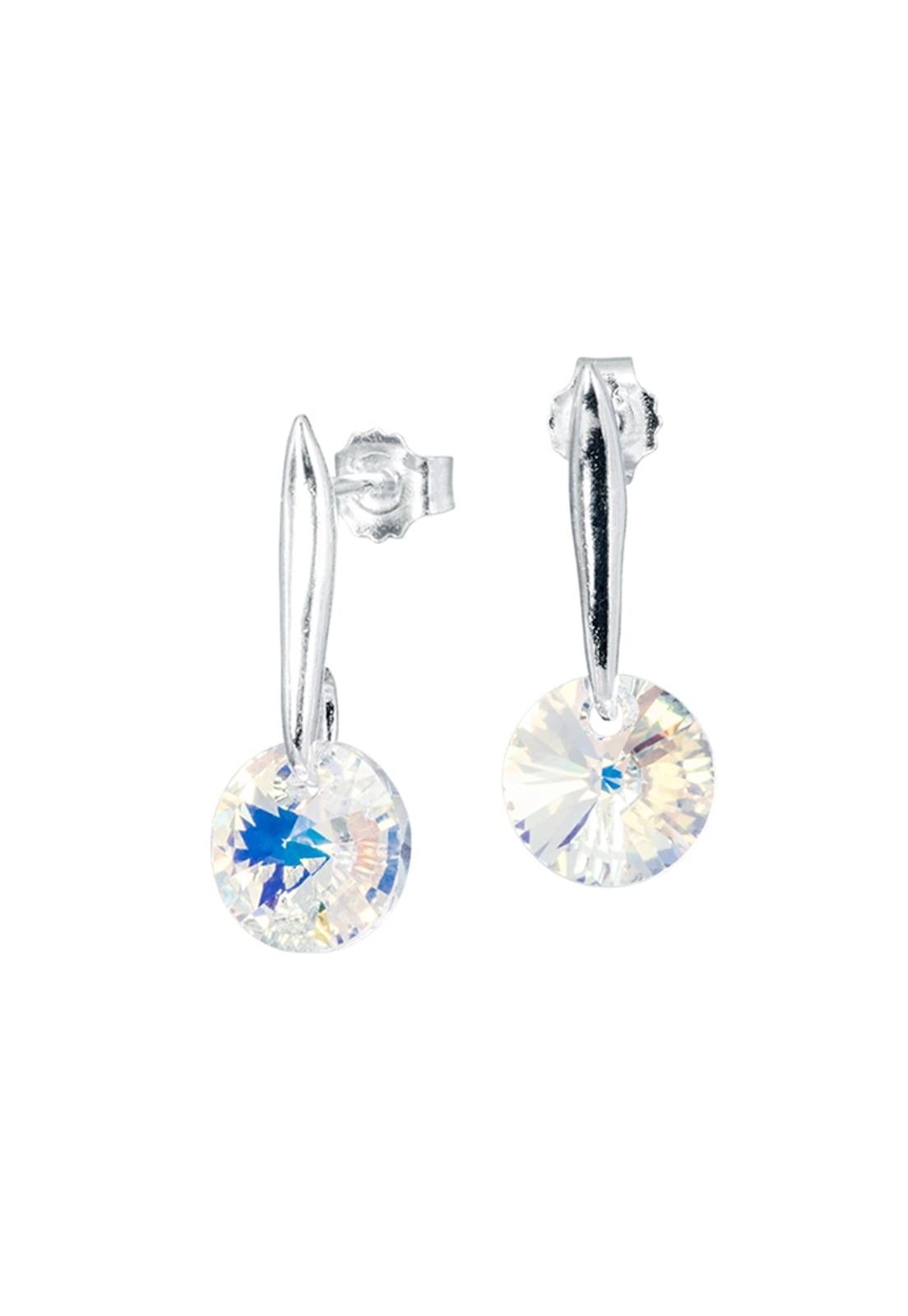 AROS JOYAS MONTERO PLATA ITALIANA 925 PUNTO DE LUZ Y CRISTAL GENUINO AURORA BOREAL