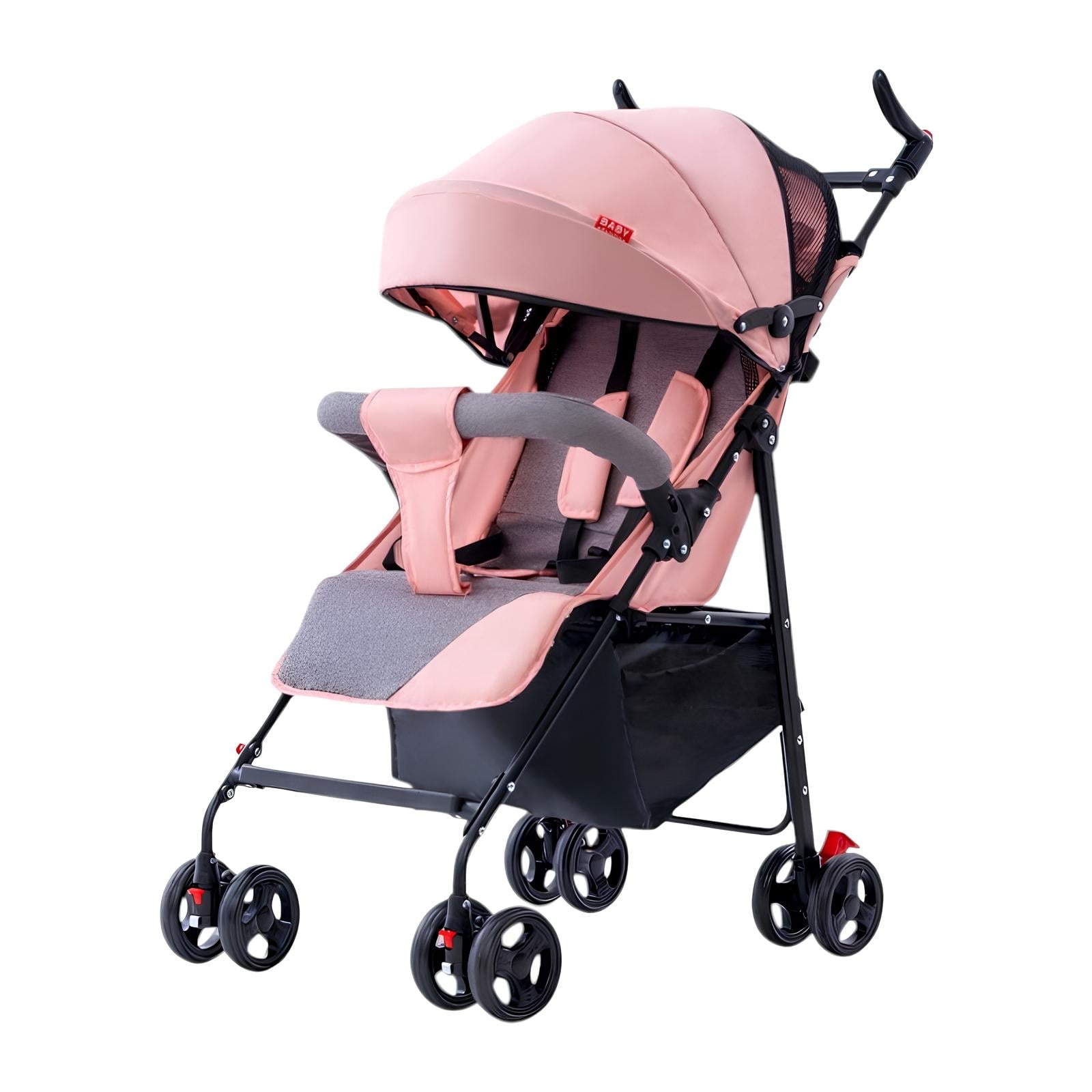 COCHE PASEO LIVIANO CON POSA VASO HOWA ROSADO LUBABYCAS