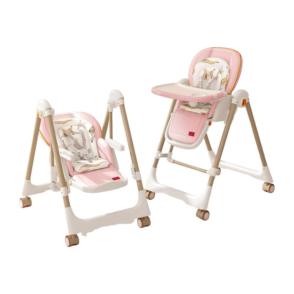 SILLA DE COMER COLUMPIO 2 EN 1 LUBABYCAS ROSADA