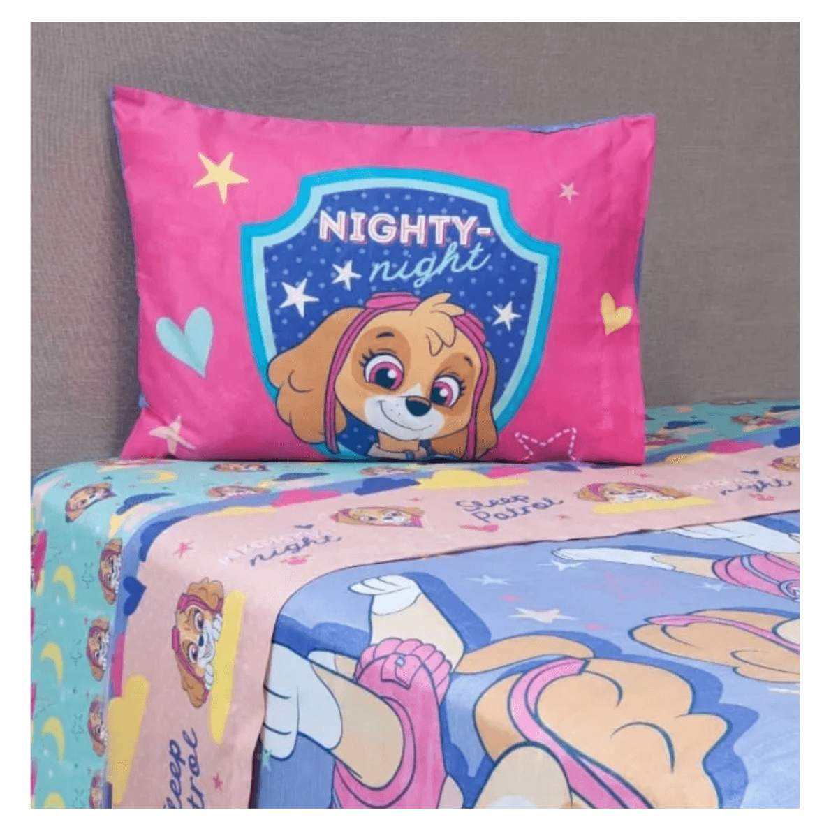 JUEGO DE SABANAS 1.5 PLAZA INFANTIL DISNEY MARVEL PATROL NINA SKYPE